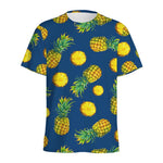 Blue Pineapple Pattern Print Men's Sports T-Shirt