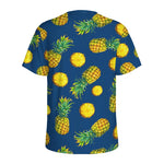 Blue Pineapple Pattern Print Men's Sports T-Shirt