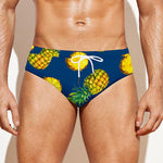 Blue Pineapple Pattern Print Men's Swim Briefs
