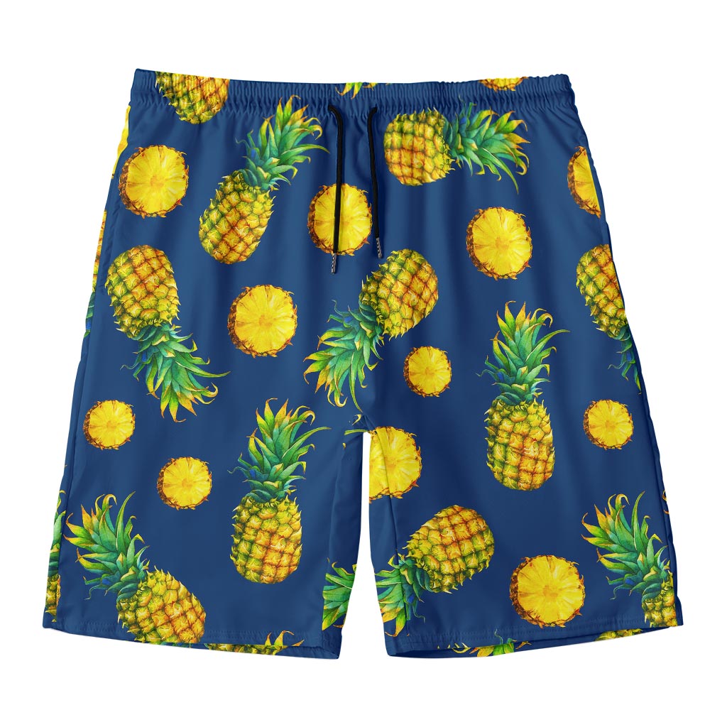 Blue Pineapple Pattern Print Men's Swim Trunks
