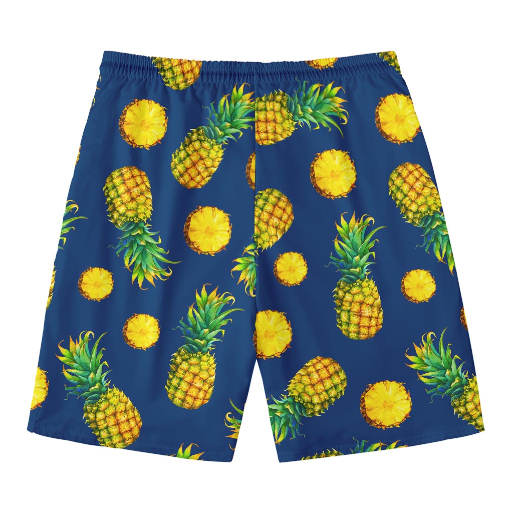Blue Pineapple Pattern Print Men's Swim Trunks