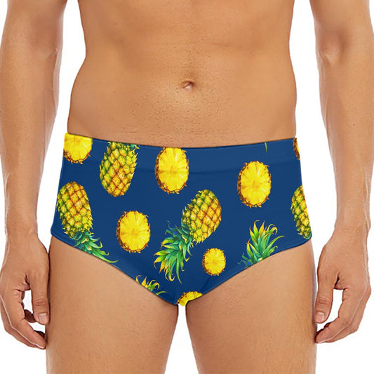 Blue Pineapple Pattern Print Men's Triangle Swim Briefs