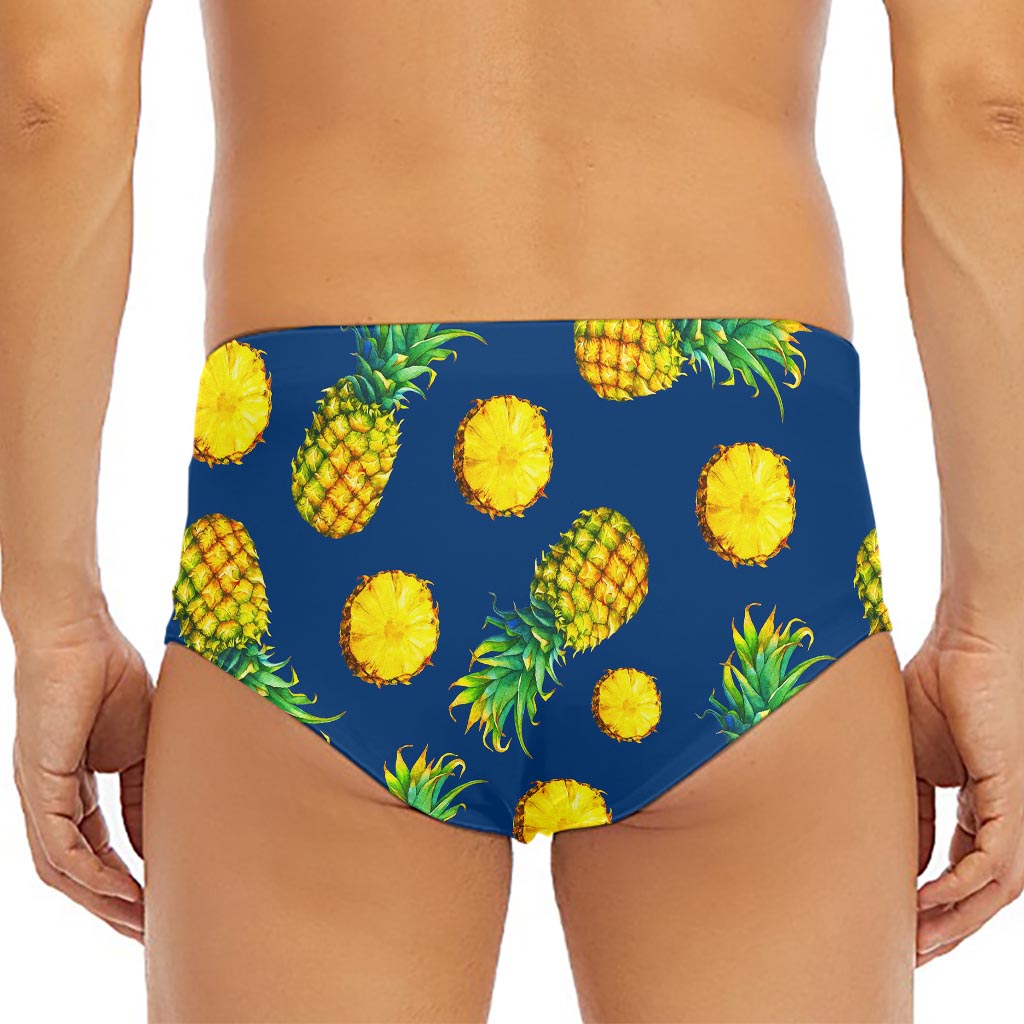 Blue Pineapple Pattern Print Men's Triangle Swim Briefs