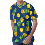 Blue Pineapple Pattern Print Men's Velvet T-Shirt