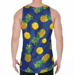 Blue Pineapple Pattern Print Men's Velvet Tank Top