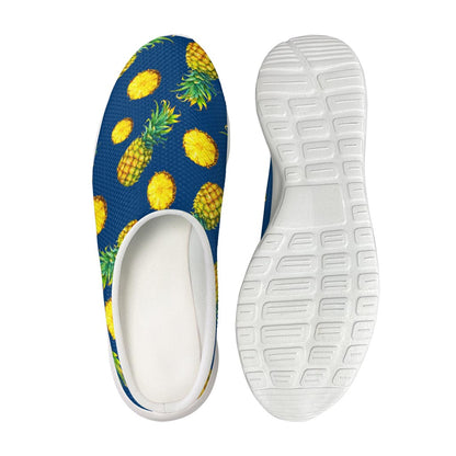 Blue Pineapple Pattern Print Mesh Casual Shoes
