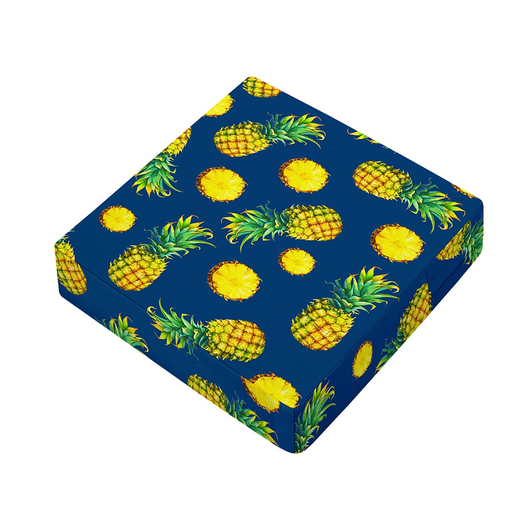Blue Pineapple Pattern Print Outdoor Seat Cushion Cover