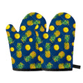 Blue Pineapple Pattern Print Oven Mitts