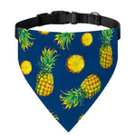 Blue Pineapple Pattern Print Over The Collar Dog Bandana