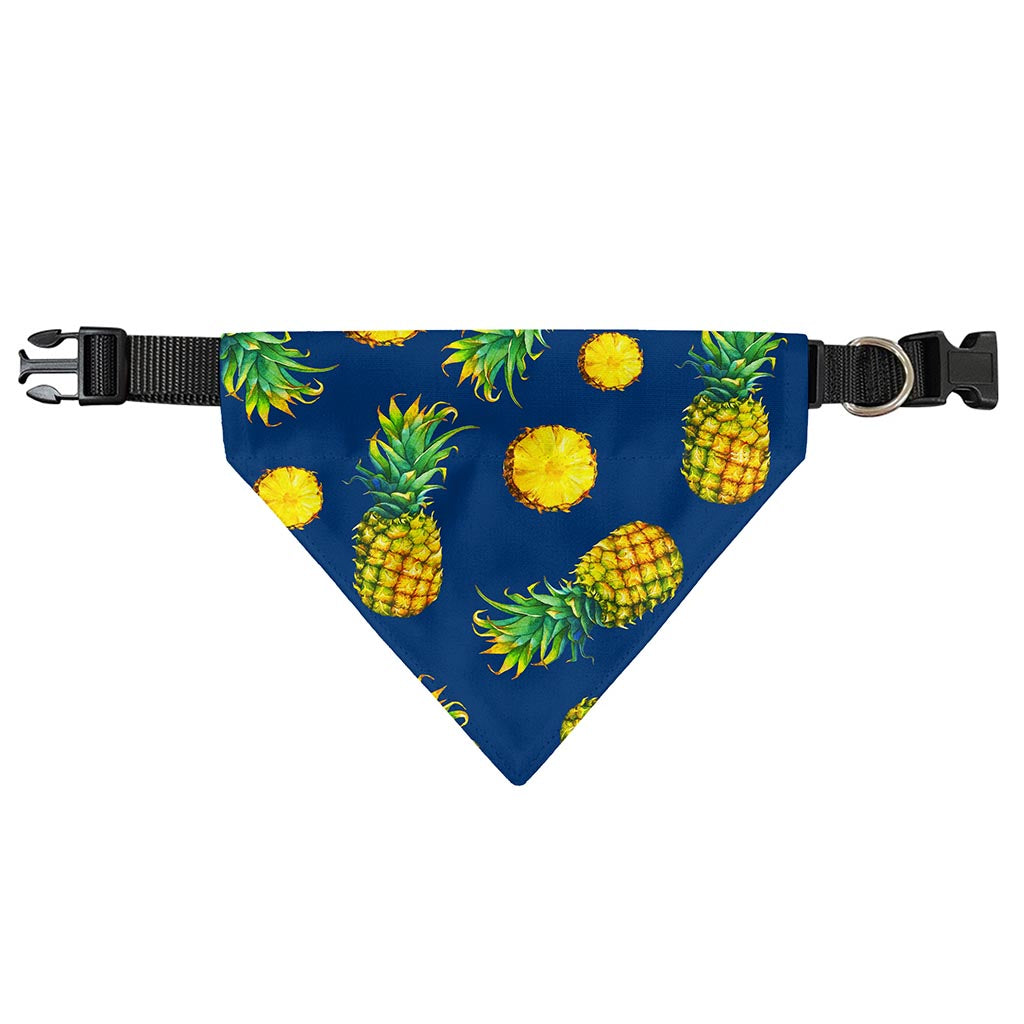 Blue Pineapple Pattern Print Over The Collar Dog Bandana