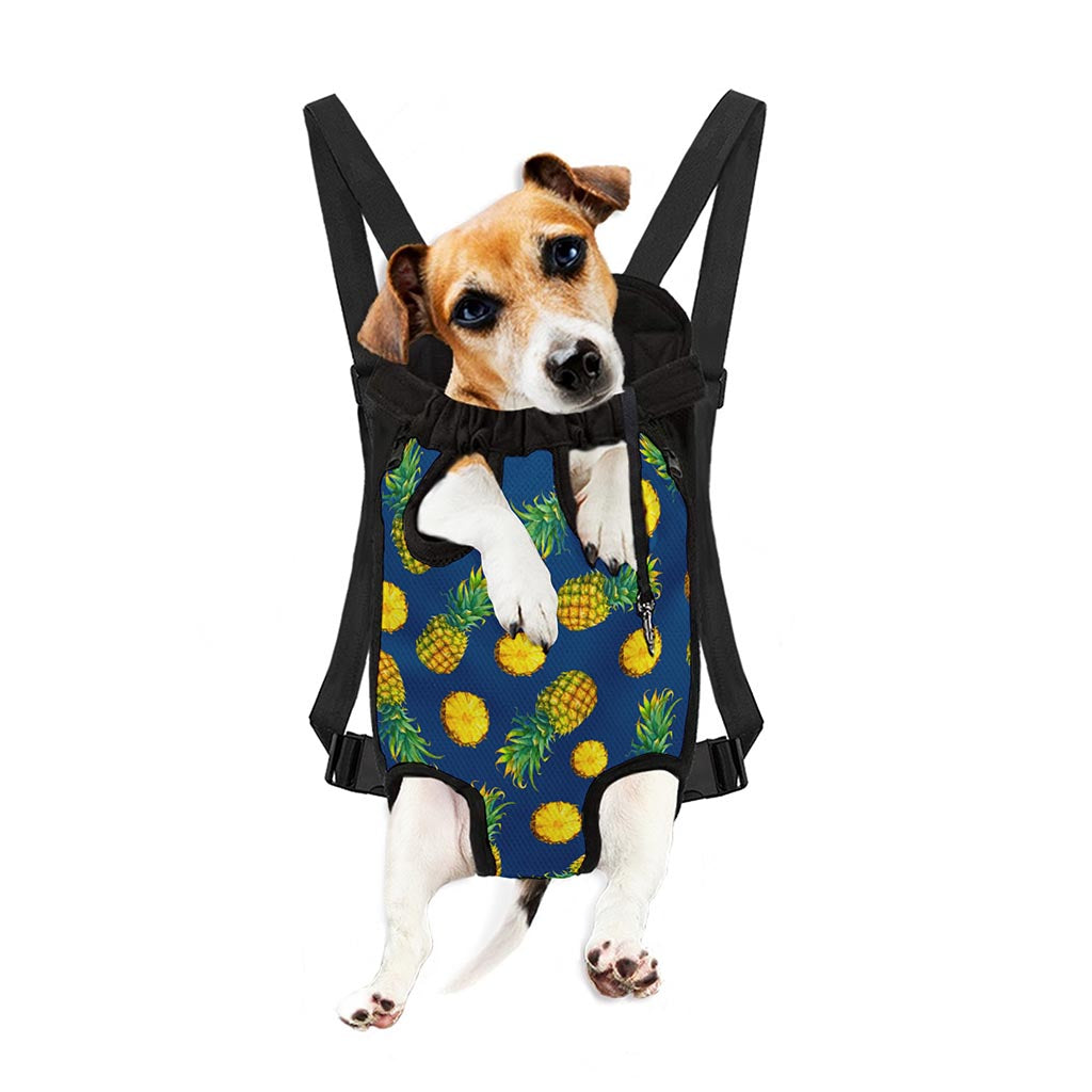 Blue Pineapple Pattern Print Pet Carrier Backpack