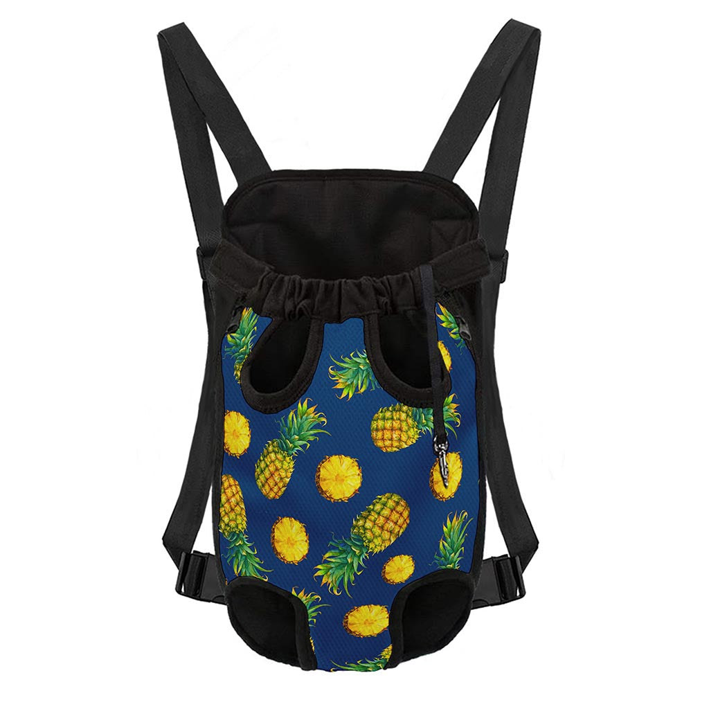 Blue Pineapple Pattern Print Pet Carrier Backpack