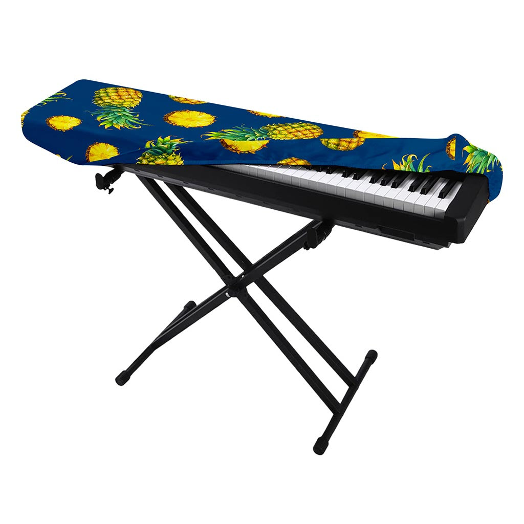 Blue Pineapple Pattern Print Piano Keyboard Cover