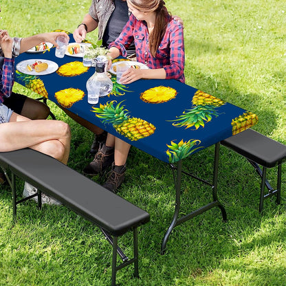 Blue Pineapple Pattern Print Picnic Table Cover
