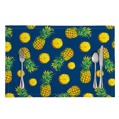 Blue Pineapple Pattern Print Placemat