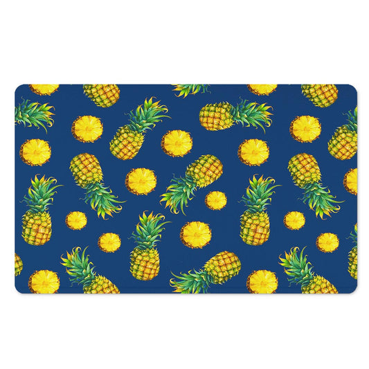 Blue Pineapple Pattern Print Polyester Doormat