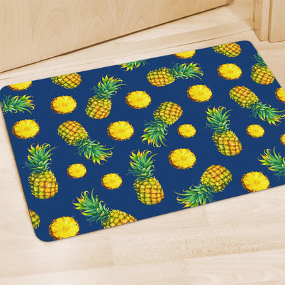 Blue Pineapple Pattern Print Polyester Doormat