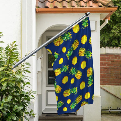 Blue Pineapple Pattern Print Polyester Flag