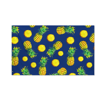 Blue Pineapple Pattern Print Polyester Flag