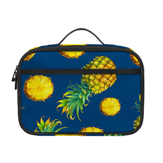Blue Pineapple Pattern Print Portable Lunch Bag