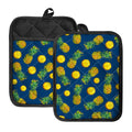 Blue Pineapple Pattern Print Pot Holders With Pocket
