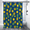 Blue Pineapple Pattern Print Premium Shower Curtain