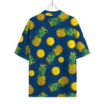 Blue Pineapple Pattern Print Rayon Hawaiian Shirt