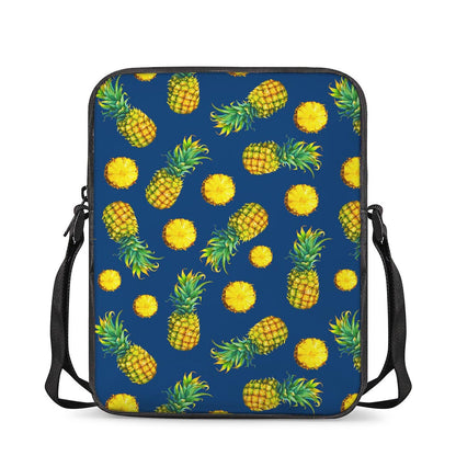 Blue Pineapple Pattern Print Rectangular Crossbody Bag