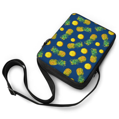Blue Pineapple Pattern Print Rectangular Crossbody Bag