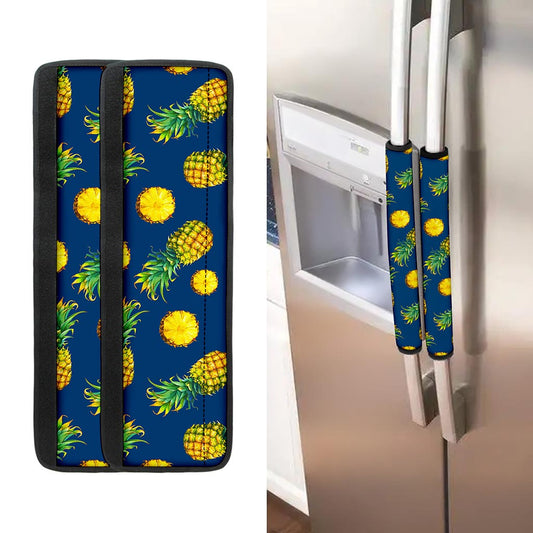 Blue Pineapple Pattern Print Refrigerator Handle Covers