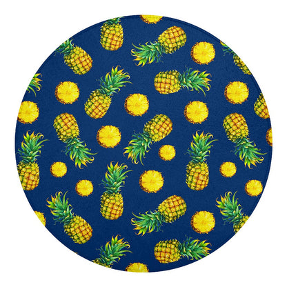 Blue Pineapple Pattern Print Round Blanket