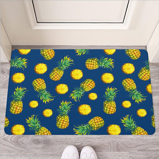 Blue Pineapple Pattern Print Rubber Doormat