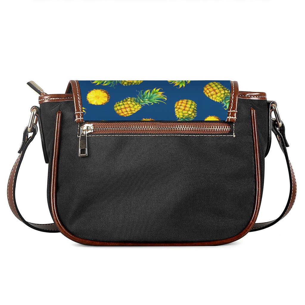 Blue Pineapple Pattern Print Saddle Bag
