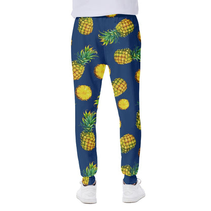 Blue Pineapple Pattern Print Scuba Joggers