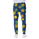 Blue Pineapple Pattern Print Scuba Joggers
