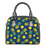 Blue Pineapple Pattern Print Shoulder Handbag