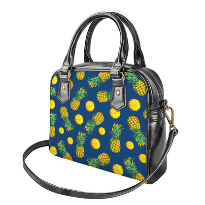 Blue Pineapple Pattern Print Shoulder Handbag