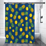 Blue Pineapple Pattern Print Shower Curtain