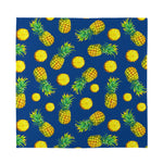 Blue Pineapple Pattern Print Silk Bandana