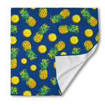 Blue Pineapple Pattern Print Silk Bandana
