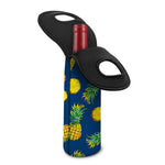 Blue Pineapple Pattern Print Single Neoprene Wine Tote