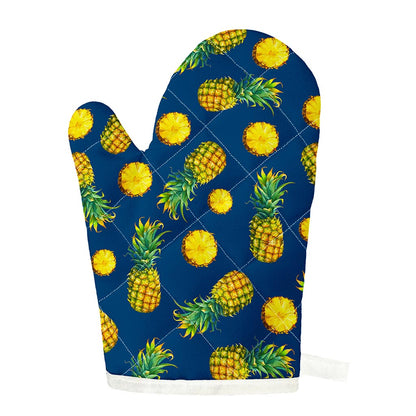 Blue Pineapple Pattern Print Single Oven Mitt