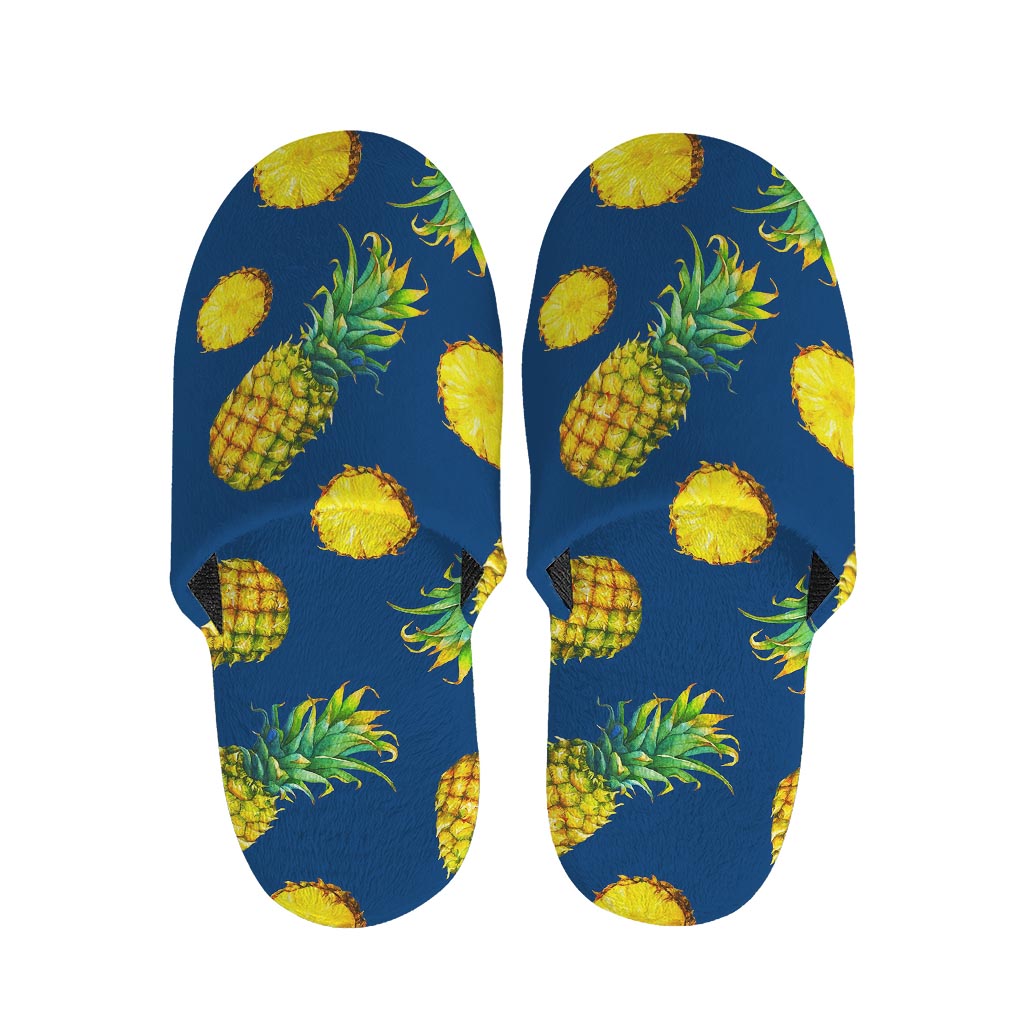 Blue Pineapple Pattern Print Slippers