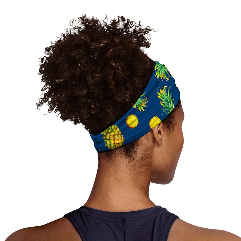 Blue Pineapple Pattern Print Sports Headband