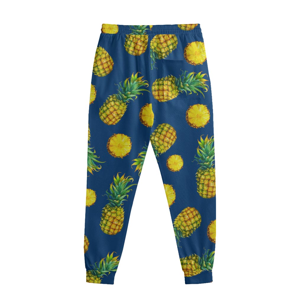 Blue Pineapple Pattern Print Sweatpants