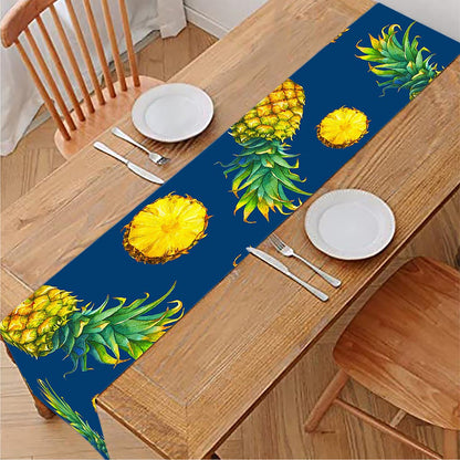Blue Pineapple Pattern Print Table Runner