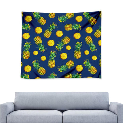 Blue Pineapple Pattern Print Tapestry