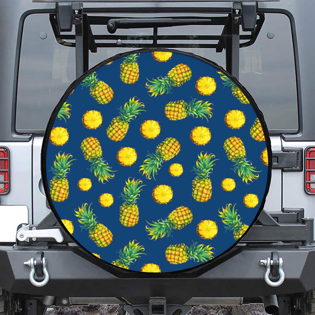Blue Pineapple Pattern Print Tire Cover