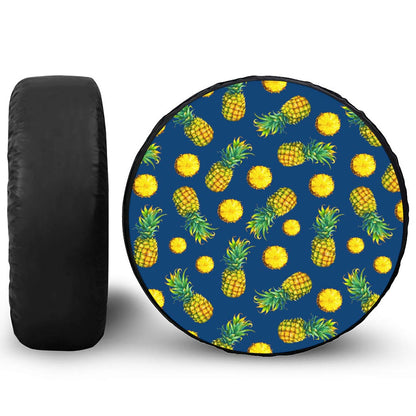 Blue Pineapple Pattern Print Tire Cover