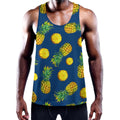 Blue Pineapple Pattern Print Men's Workout Tank Top